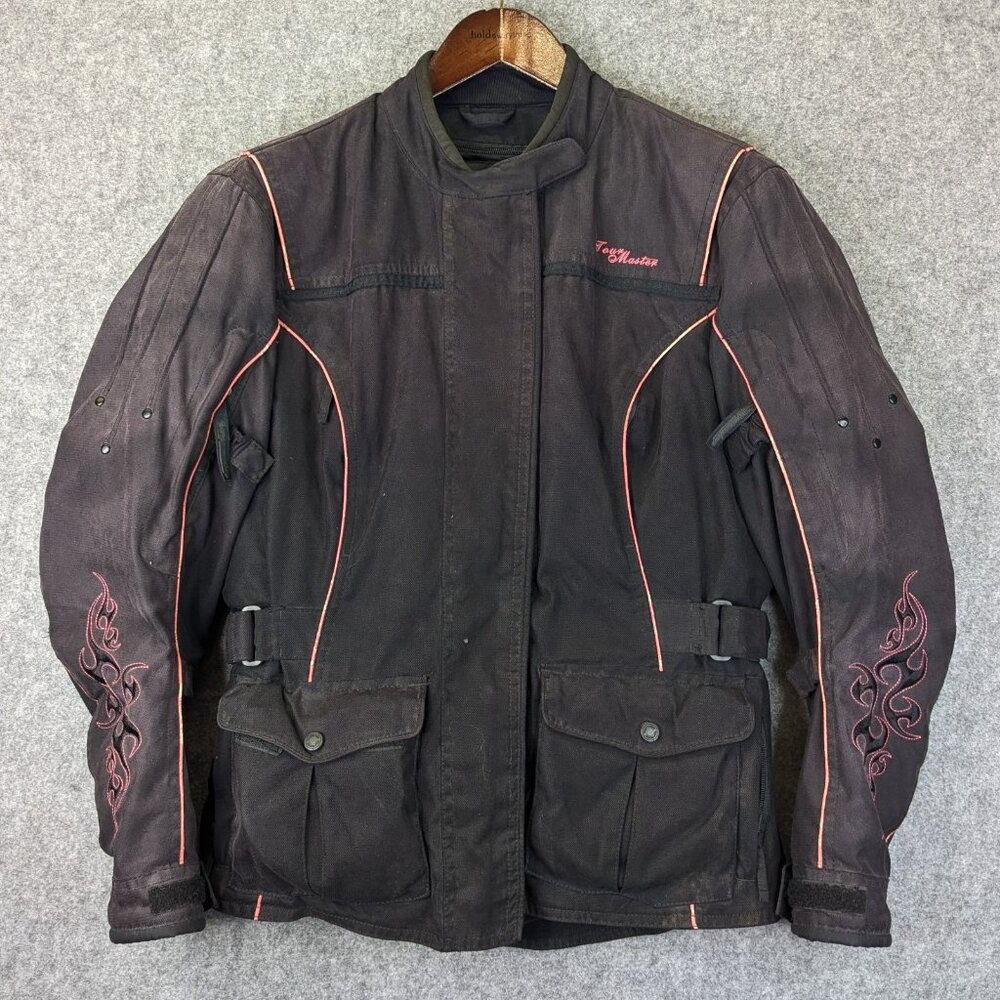 Tourmaster Motive Motorcycle Jacket - Women's Medium Black Pink Armor Pads Liner